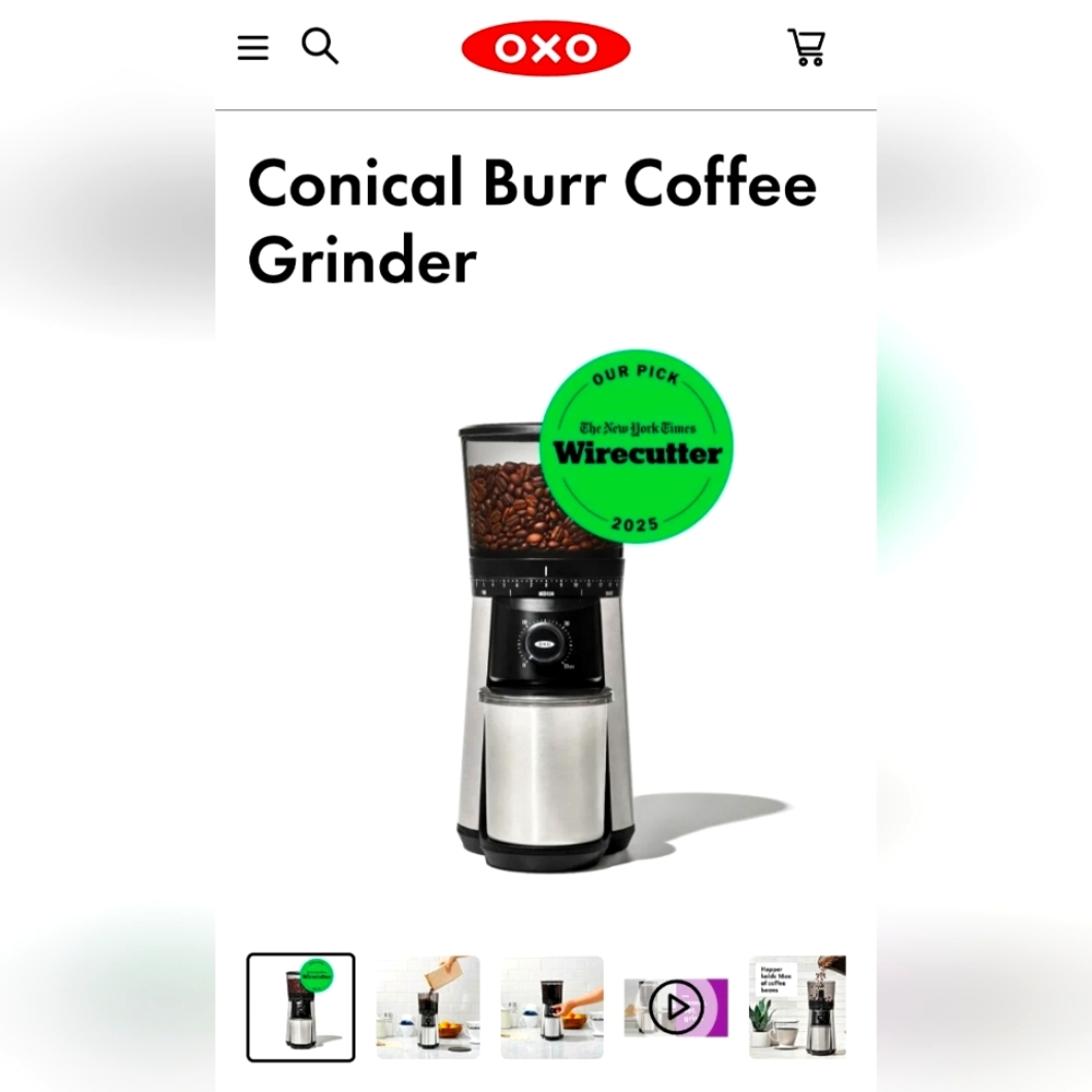 OXO Conical Burr Coffee Grinder Lightly Used, Great Condition.